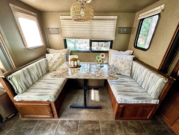 Interior - Cozy Travel Trailer and Up River Get Away. Hike, Fish, Float, Relax! (Kingston)