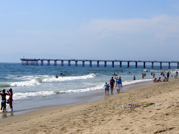 Enjoy scenic views from the pier, where visitors can walk, play, and swim.