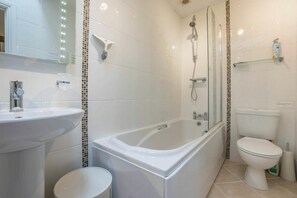 Hair dryer, towels, toilet paper