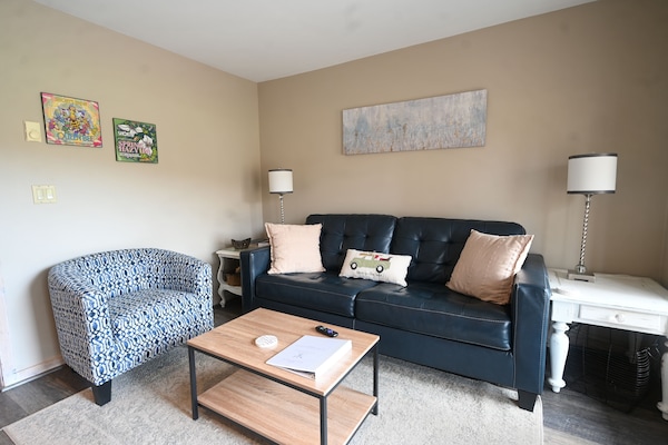 New furniture. Leather sofa sleeper