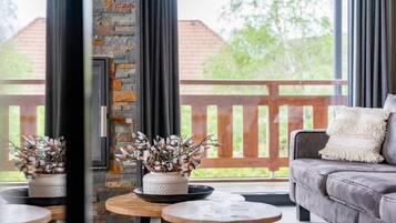 Een televisie en een open haard