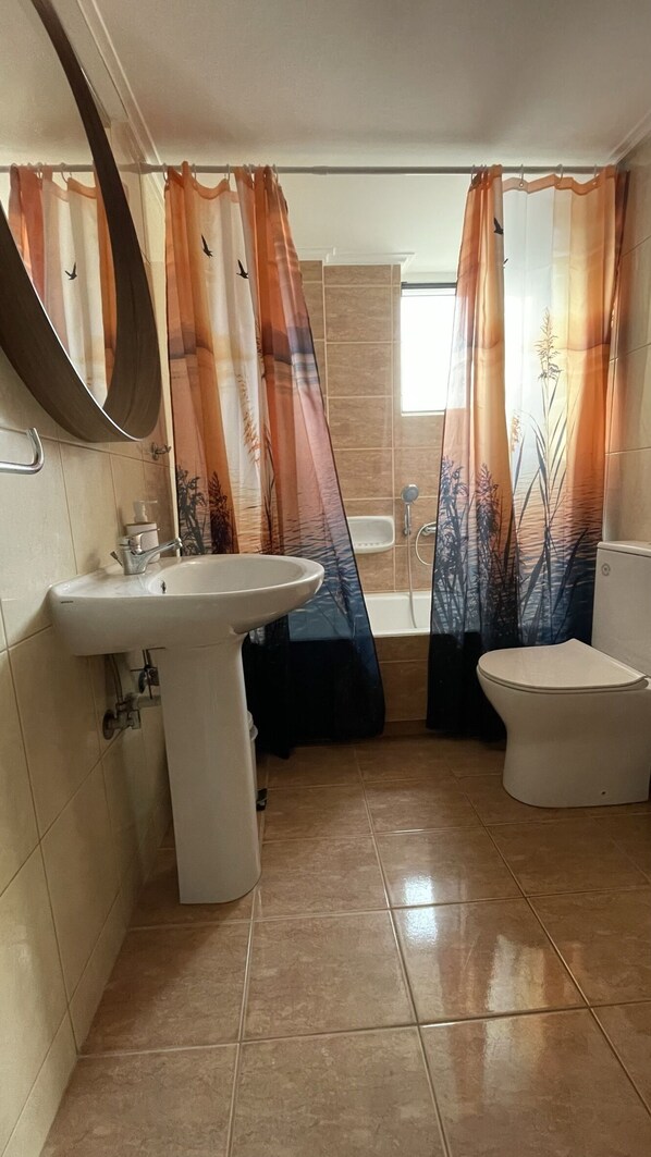 Secadora de cabello, toallas, jabón, shampoo 