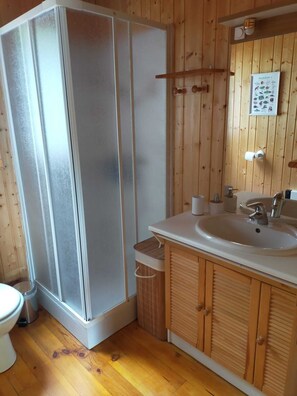 Shower, hair dryer, towels, toilet paper - Le Chalet à Saint Anthème Prabouré (Saint-Anthème)