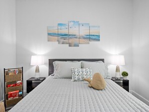 4 bedrooms, desk, iron/ironing board, travel cot