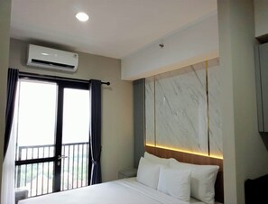 Deluxe-Studio, 1 King-Bett, Stadtblick | Bettwäsche aus ägyptischer Baumwolle, hochwertige Bettwaren