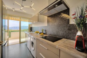 Kühlschrank, Mikrowelle, Herdplatte, Geschirrspüler