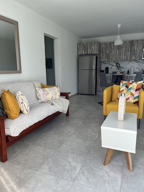 Smart TV, lareira, livros