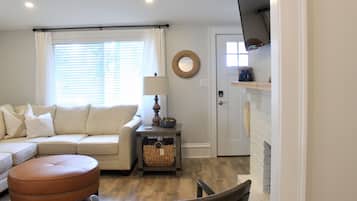 Smart TV, fireplace, stereo, printers