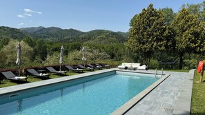 Outdoor pool, a heated pool - Luxury Villa Baloccaia ,Heated Pool Lucca Italy 
8 bedrooms all AC, 9 bathrooms  (Camaiore)