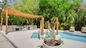 Outdoor pool, open 9:00 AM to 11:00 PM, pool umbrellas, sun loungers