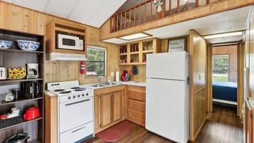 Fridge, microwave, oven, coffee/tea maker