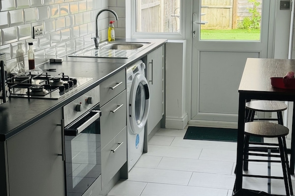 Fridge, microwave, oven, electric kettle