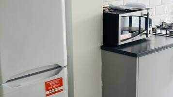 Fridge, microwave, oven, electric kettle
