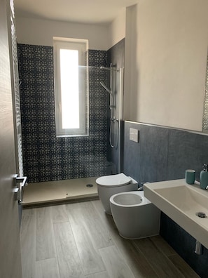 Dusche, Haartrockner, Bidet, Handtücher