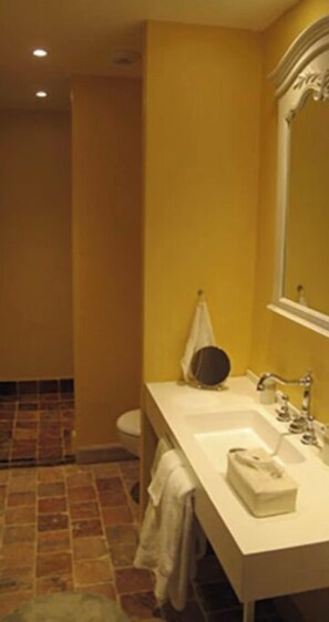 Shower, towels, soap, shampoo