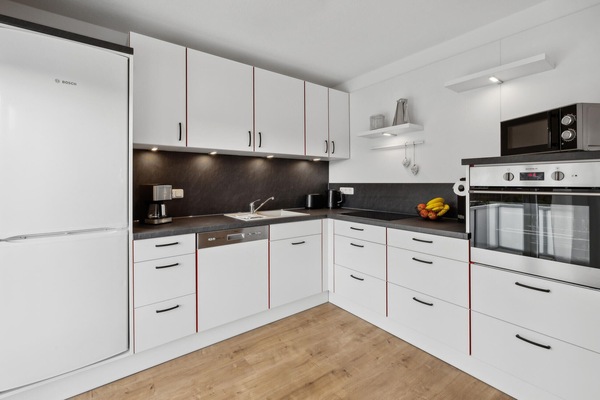 Frigorífico, placa de cocina, lavavajillas y cafetera o tetera