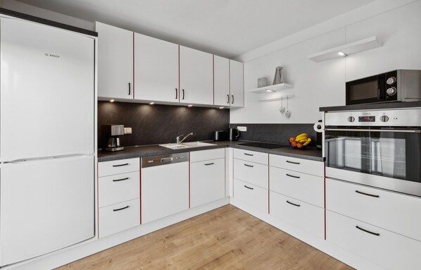 Kühlschrank, Mikrowelle, Herdplatte, Geschirrspüler