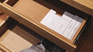 Premium bedding, down comforters, free minibar, desk