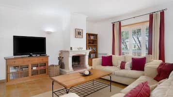 TV, fireplace, DVD player, stereo