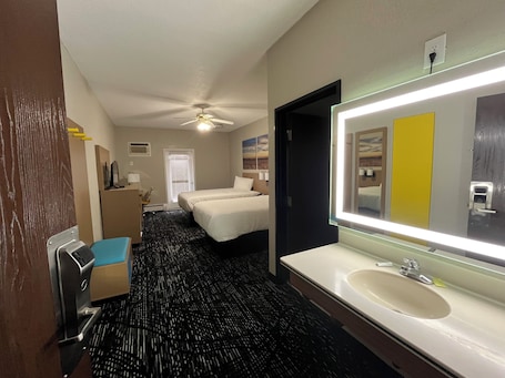 Room, 2 Double Beds, Non Smoking | Iron/ironing board, free WiFi