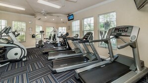 A gym with treadmills, elliptical machines, and a stationary bike. - Grh9327ha - Windsor Palms Resort - 4 Bed 3 Baths Villa (Kissimmee)