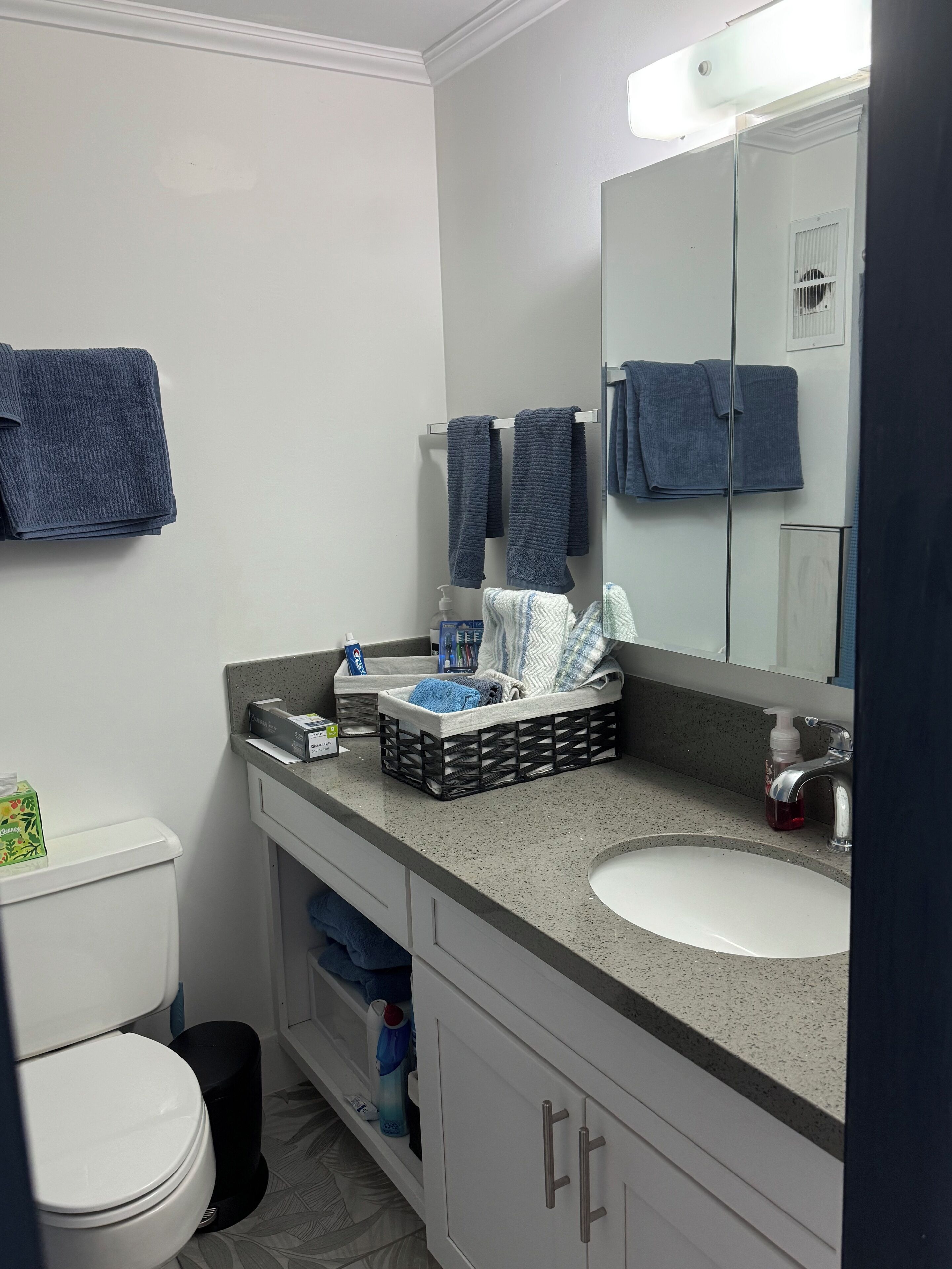 Towels, soap, toilet paper