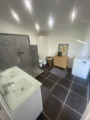 Dusche, Haartrockner, Handtücher