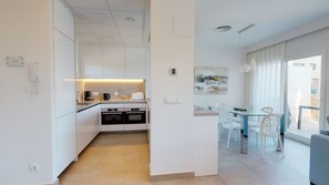 Fridge, microwave, oven, dishwasher
