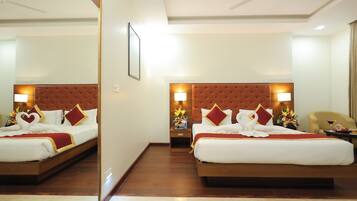 Memory-foam beds, in-room safe, desk, iron/ironing board