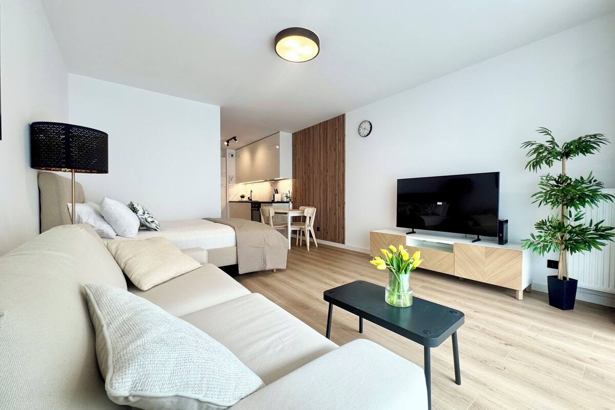 Lägenhet Standard - 1 dubbelsäng med bäddsoffa - balkong | 1 sovrum, allergitestade sängkläder och individuell inredning