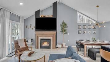 Smart TV, fireplace, video games