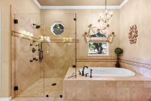 Shower, hair dryer, towels, shampoo - Bluebonnet Retreat Haven | Concierge Services (Kingsland)
