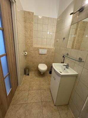 Deluxe Quadruple Room | Bathroom | Shower, hair dryer, towels, soap - Iris Aparthotel (Kraków)