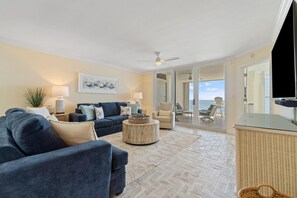 Condo, Multiple Beds (SeaSpray East 825-Gulf Front) | Living area | TV - Seaspray East 825-gulf Front (Pensacola)