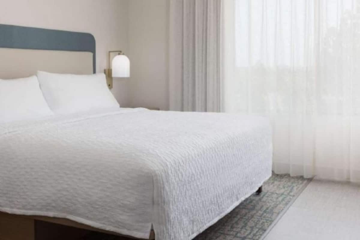 Down comforters, laptop workspace, blackout drapes, soundproofing