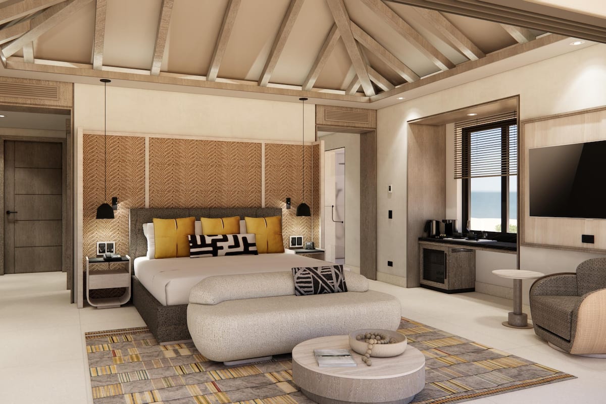 Studiosuite, 1 kingsize-seng, ved havkanten (Club Azure, Bungalow) | Sengetøy av topp kvalitet, minibar (inkludert) og safe på rommet