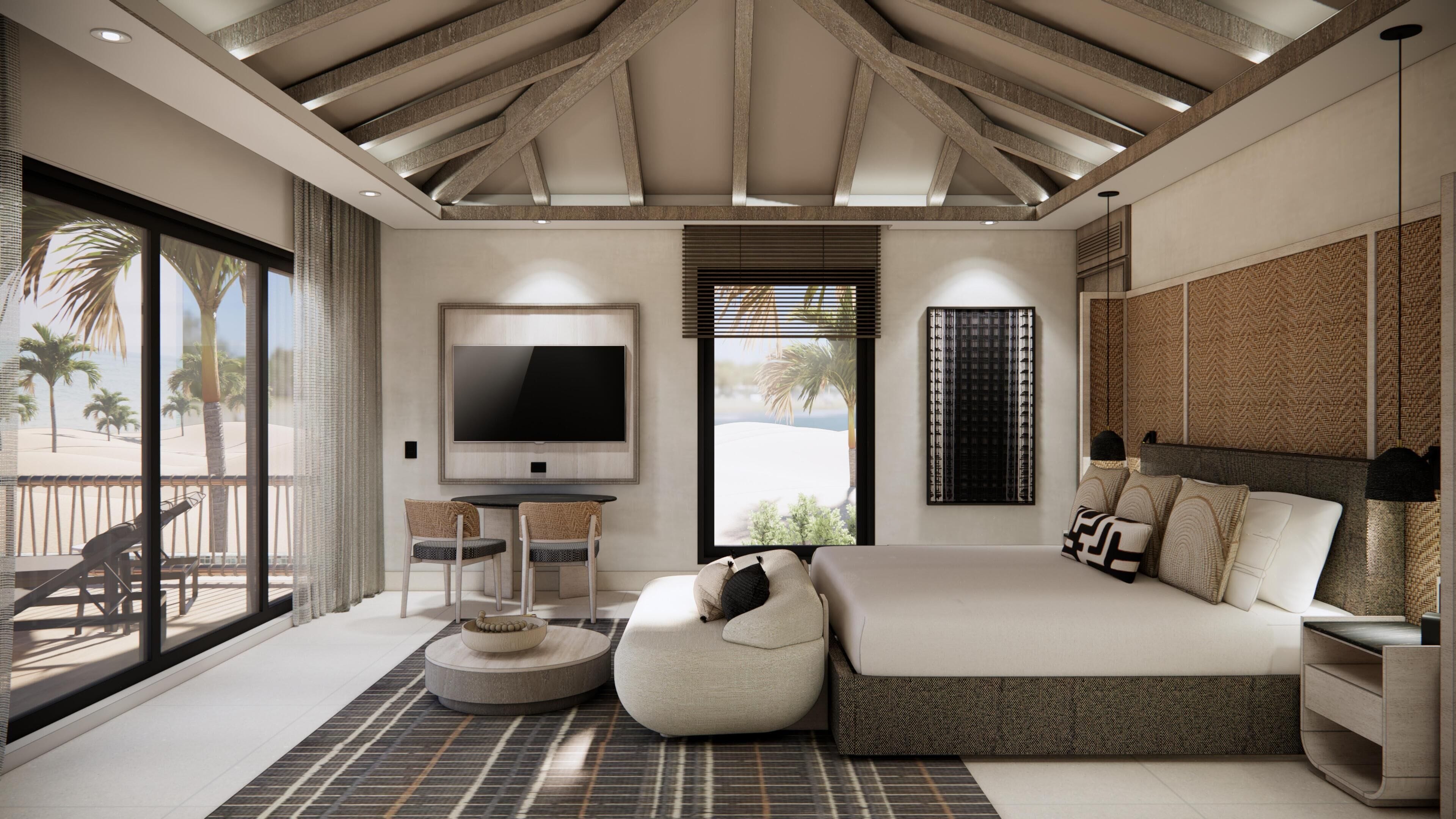 Suite, 1 habitación, frente al océano (Club Azure, Bungalow, King) | Ropa de cama de alta calidad y artículos del minibar gratis 