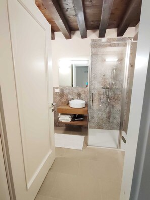 Regadera, secadora de cabello, bidet, toallas 