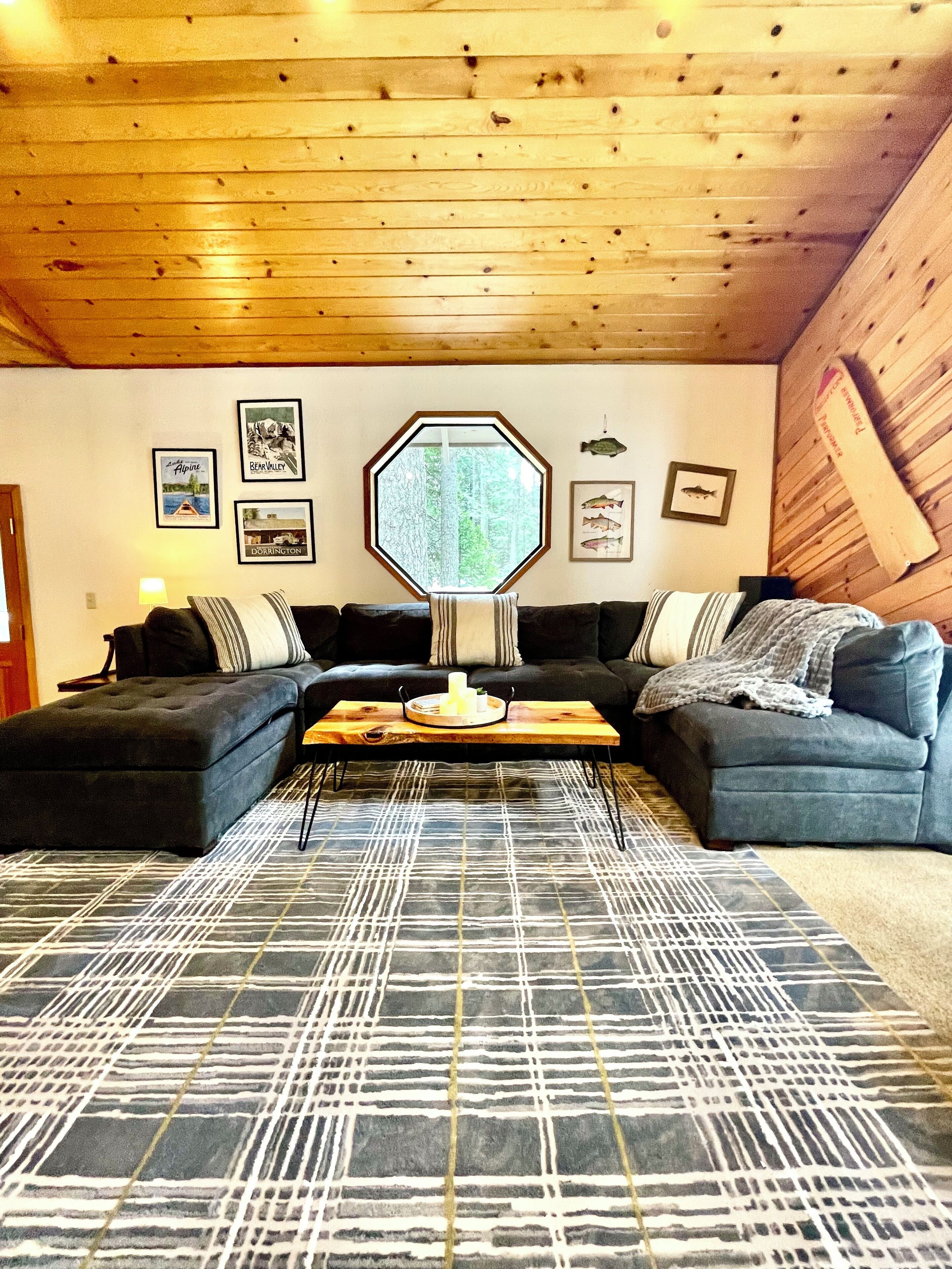 Smart TV, fireplace, DVD player, foosball