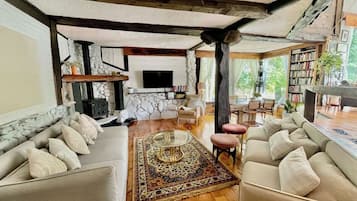 TV, fireplace, stereo