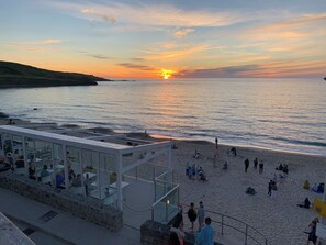 On the beach, beach towels