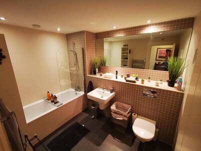 This stylish place to stay is perfect for families with a huge living space and big bedrooms