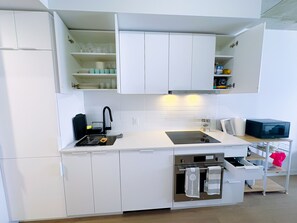 Kühlschrank, Mikrowelle, Ofen, Herdplatte