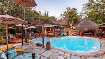 Indoor pool, outdoor pool, open 10:00 AM to 9:00 PM, free cabanas