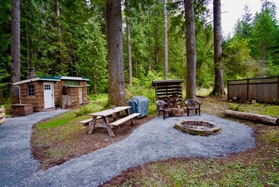 Cozy studio cabin, nestled in the trees, under a mile to Mt. Rainier entrance.