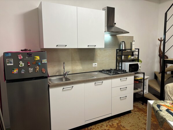 Réfrigérateur, micro-ondes, plaque de cuisson, lave-vaisselle