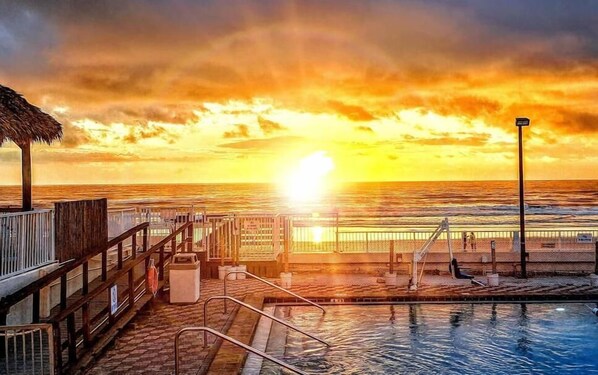 Pool - Luxury Ocean Front Condo with Oasis Tiki Bar! (Daytona Beach)