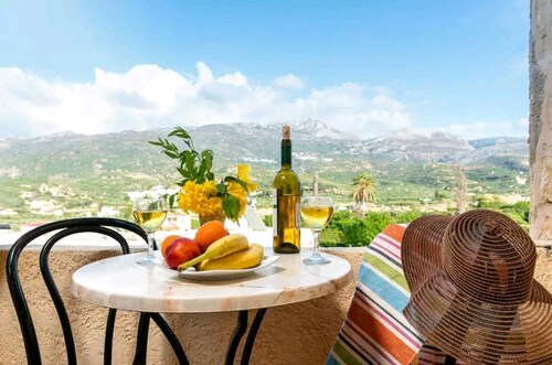 Cozy Stone Cretan Cottage with relaxing private terrace - mountain view