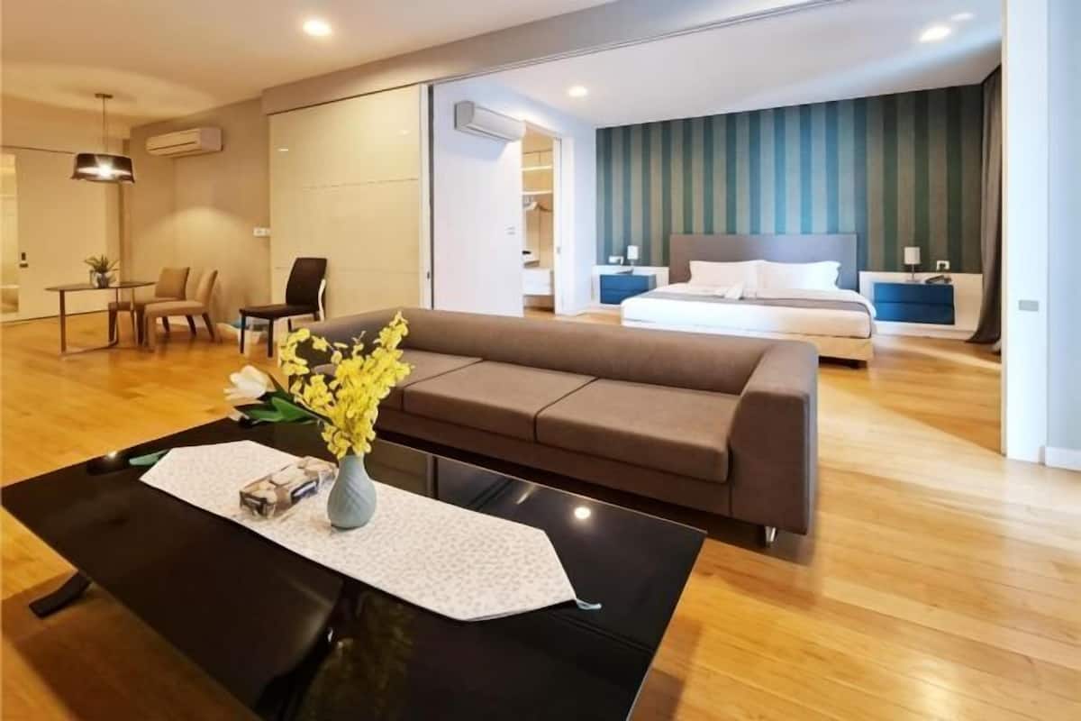 Memory-foam beds, laptop workspace, soundproofing, iron/ironing board