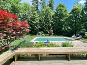 Outdoor pool, a heated pool - Quiet Cul-De-Sac w/Pool, 2-3 miles to Town & Track (Saratoga Springs)